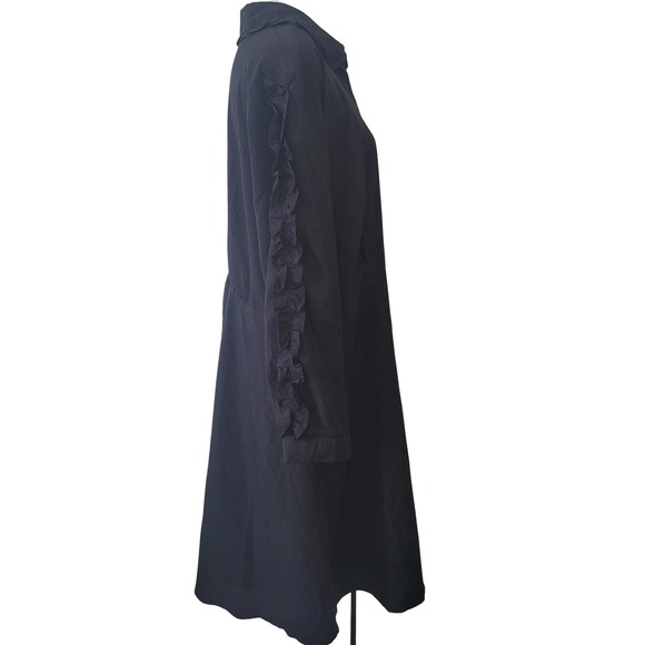 Eloquii Fit and Flare Dress Womens 18 Black Ruffle Sleeve Peter Pan Modest - Picture 2 of 9